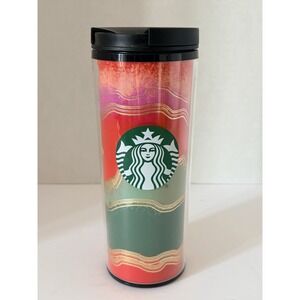 Starbucks 2021 Christmas tumbler 16 oz coffee cup plastic mug travel screw lid